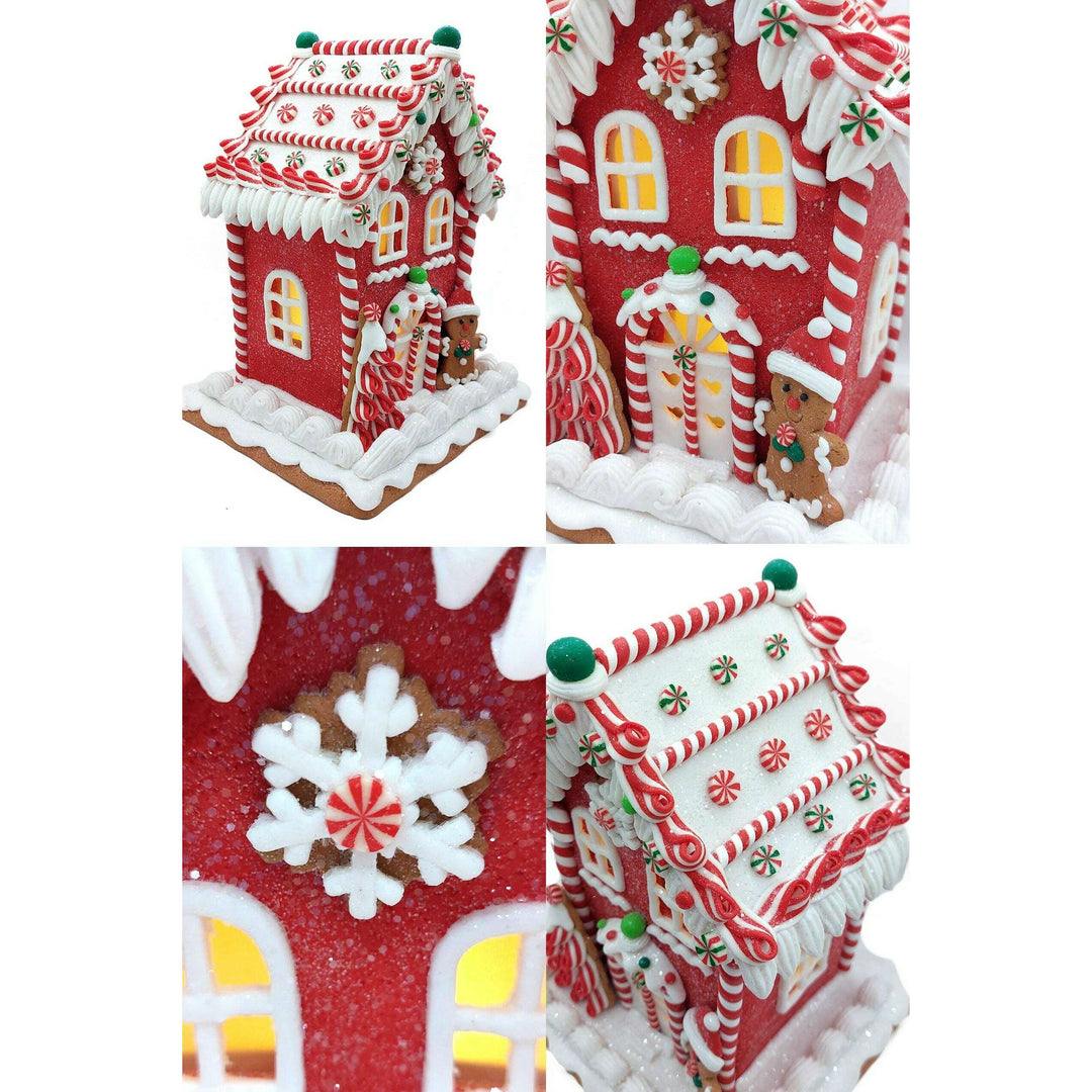 Christmas Gingerbread Snowy House with Gingerbread Man. Wizardi Festive Decoration F07-N2-22-A2561