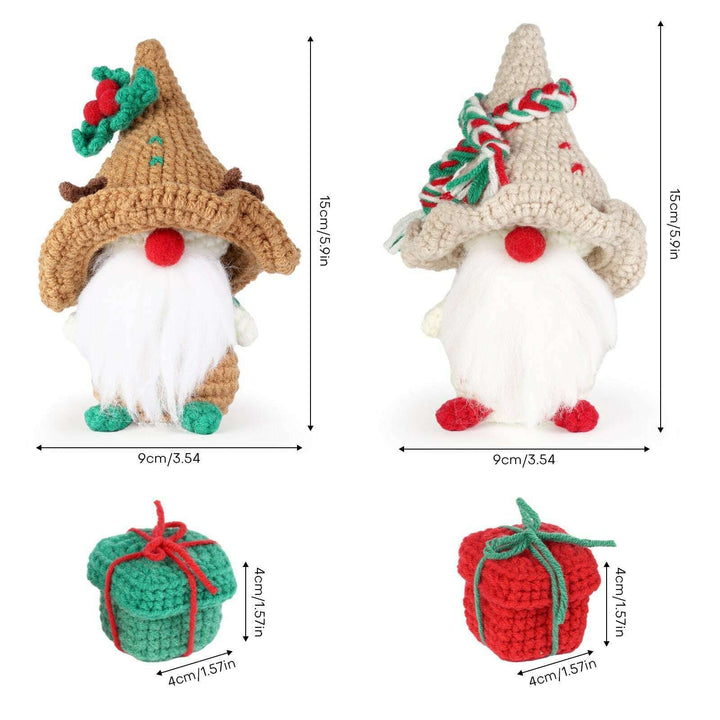 Christmas Gnome with Brown Hat Amigurumi DIY Crochet Kit Wizardi F07N8-M110
