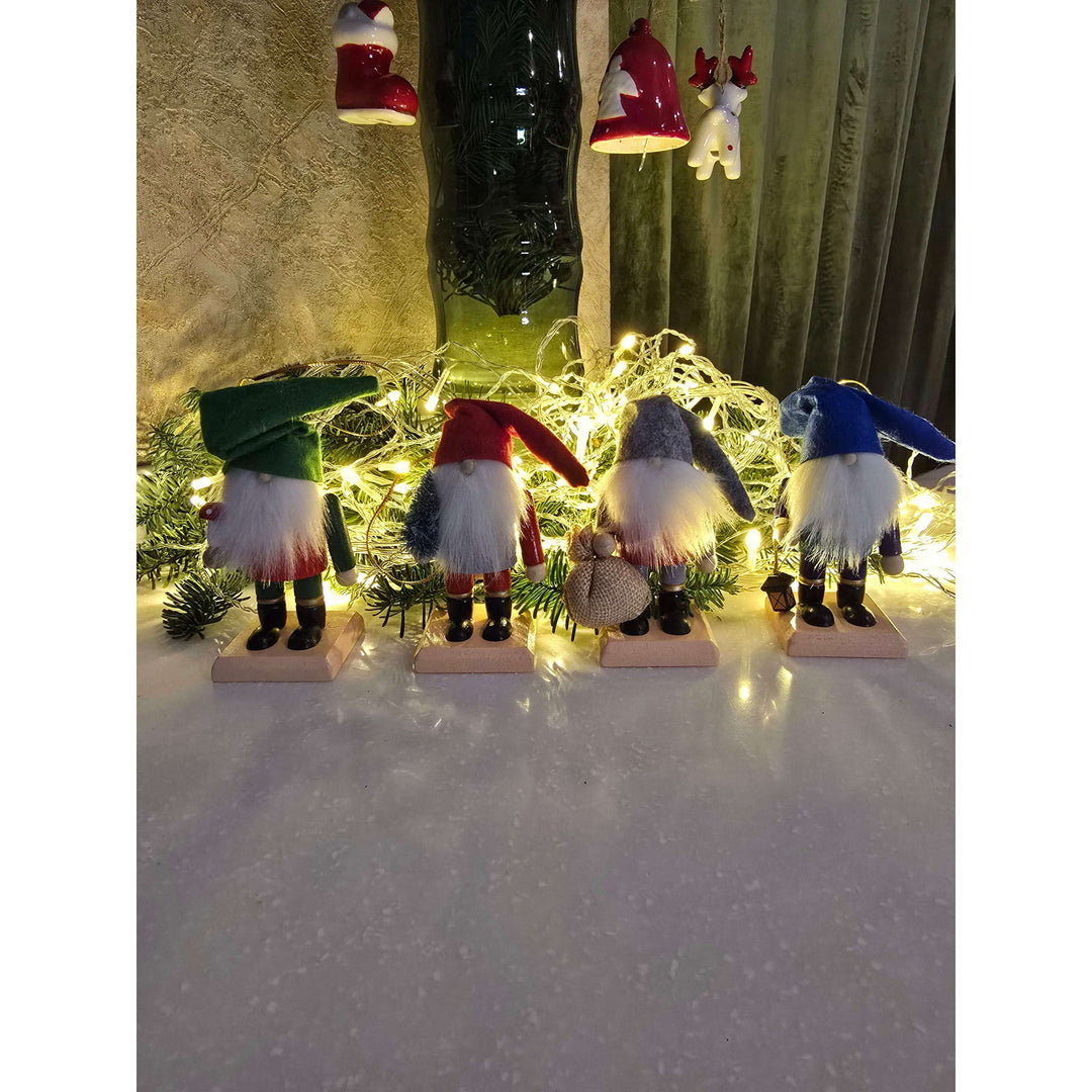 Christmas Gnomes Set. Wizardi Classic Wooden Festive Decoration F07M14-14