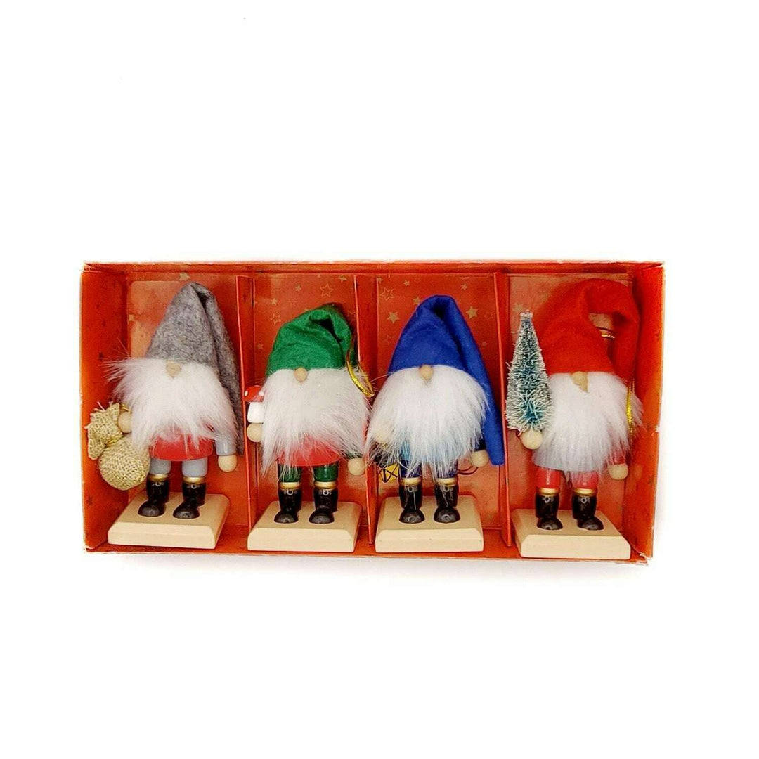 Christmas Gnomes Set. Wizardi Classic Wooden Festive Decoration F07M14-14