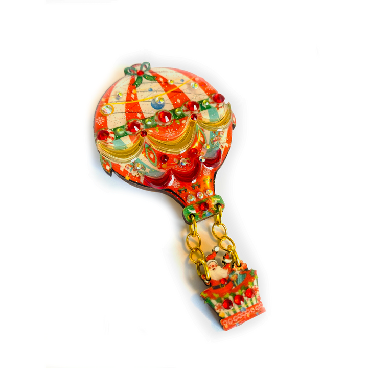 Christmas Hot Air Balloon Brooch by Rosie Rose Parker