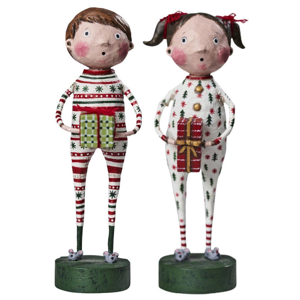 Christmas Jammies Set of 2 Lori Mitchell Figurines - Quirks!