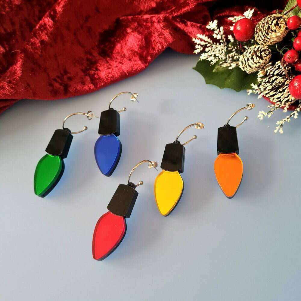 Christmas Lights Hoop Dangle Earrings by Cherryloco Jewellery