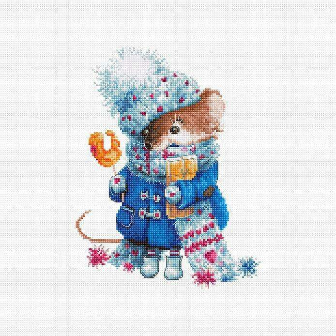 Christmas mouse B1168L Counted Cross-Stitch Kit