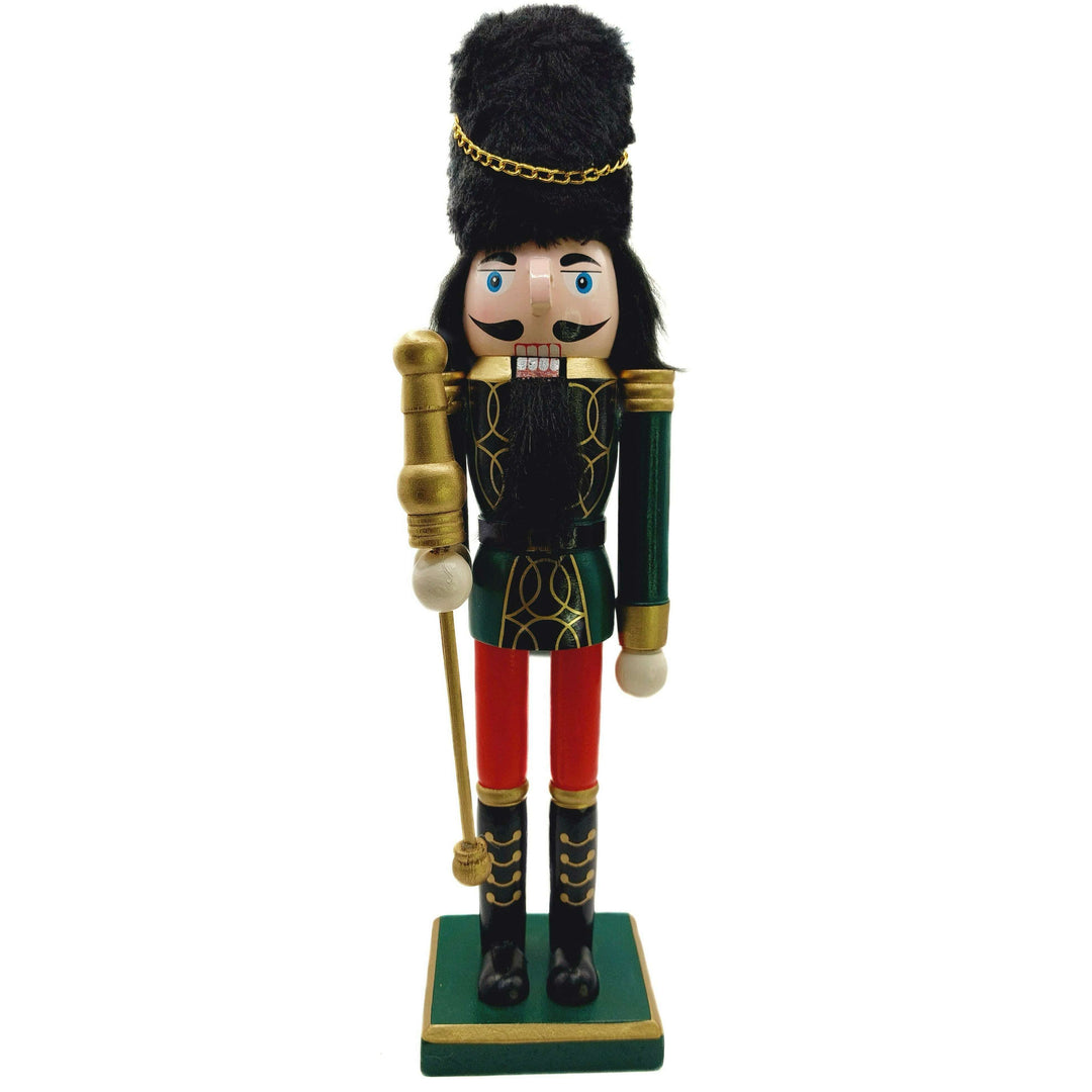 Christmas Nutcracker the Staffbearer. Wizardi Classic Wooden Festive Decoration F07M14-38-N01724D