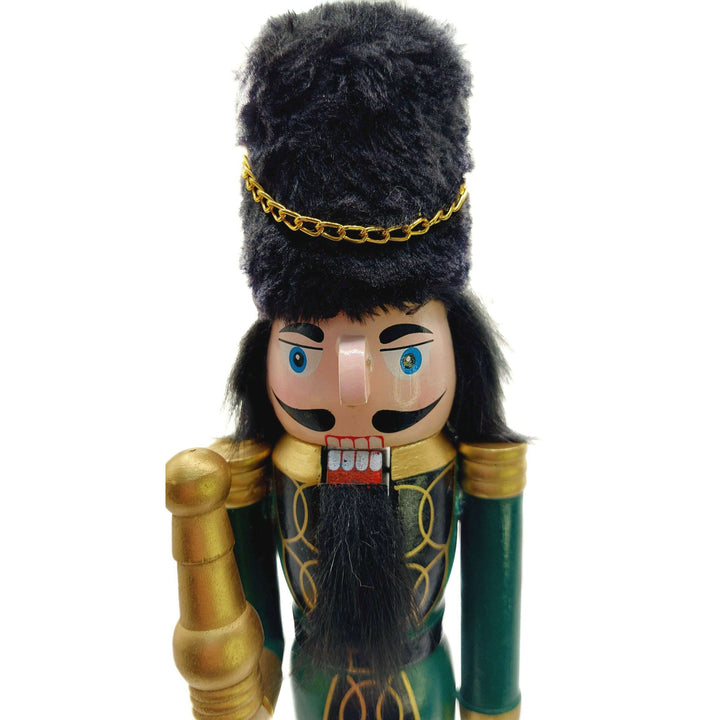 Christmas Nutcracker the Staffbearer. Wizardi Classic Wooden Festive Decoration F07M14-38-N01724D
