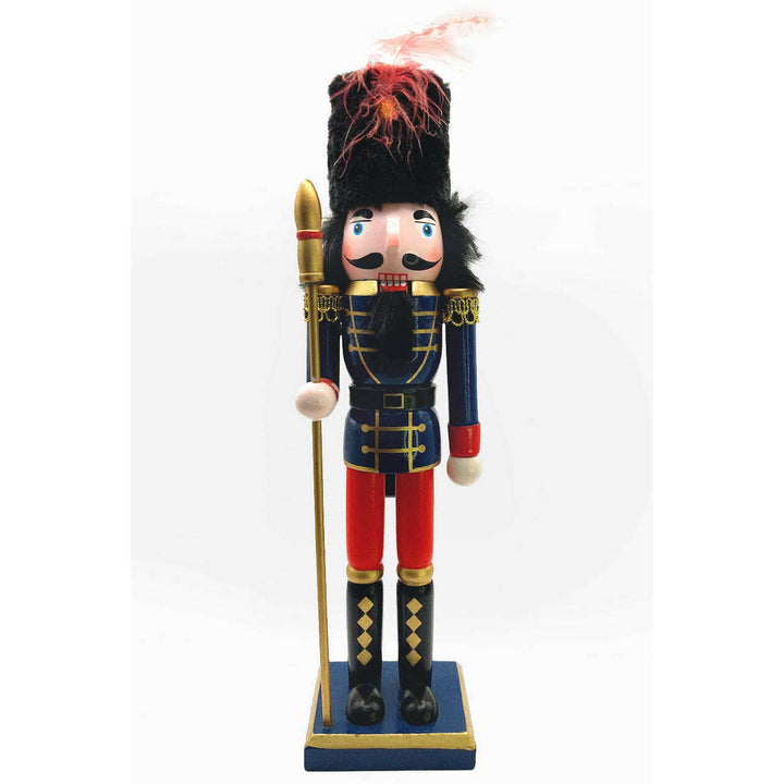 Christmas Nutcracker the Staffbearer. Wizardi Classic Wooden Festive Decoration F07M14-40-N01012C
