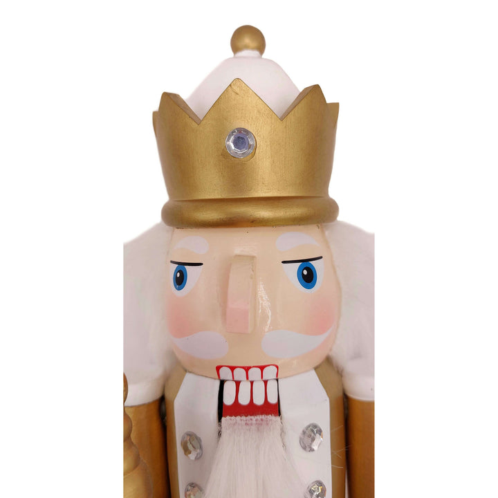 Christmas Nutcracker the Staffbearer. Wizardi Classic Wooden Festive Decoration F07M14-45-N01315B