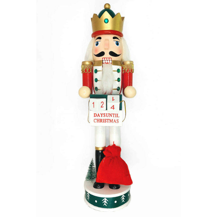 Christmas Nutcracker with a Crown. Wizardi Classic Wooden Festive Decoration F07M14-44-N01830A