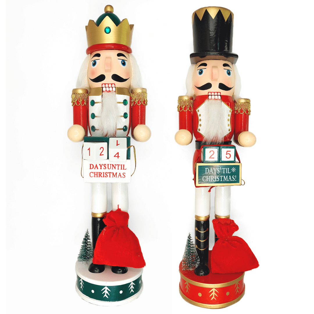 Christmas Nutcracker with a Hat. Wizardi Classic Wooden Festive Decoration F07M14-44-N01830B
