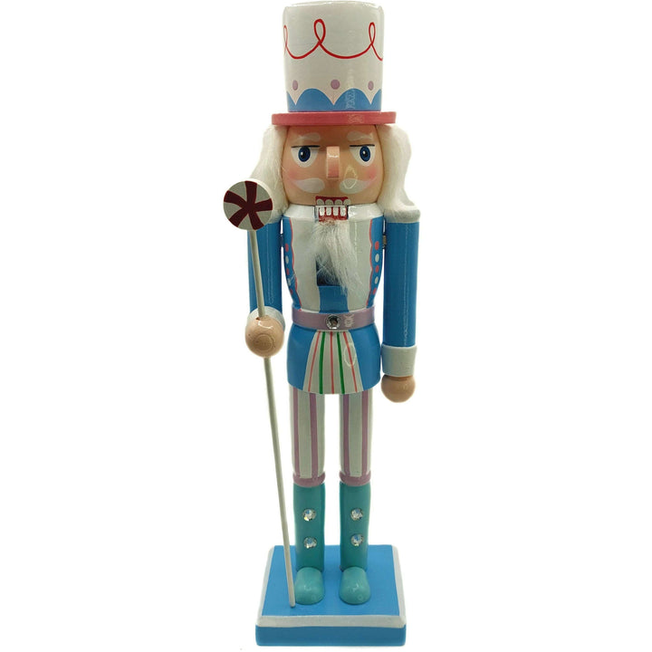 Christmas Nutcracker. Wizardi Classic Wooden Festive Decoration F07M14-30-N01703 blue stand