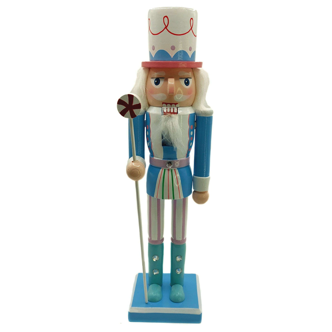 Christmas Nutcracker. Wizardi Classic Wooden Festive Decoration F07M14-30-N01703 blue stand