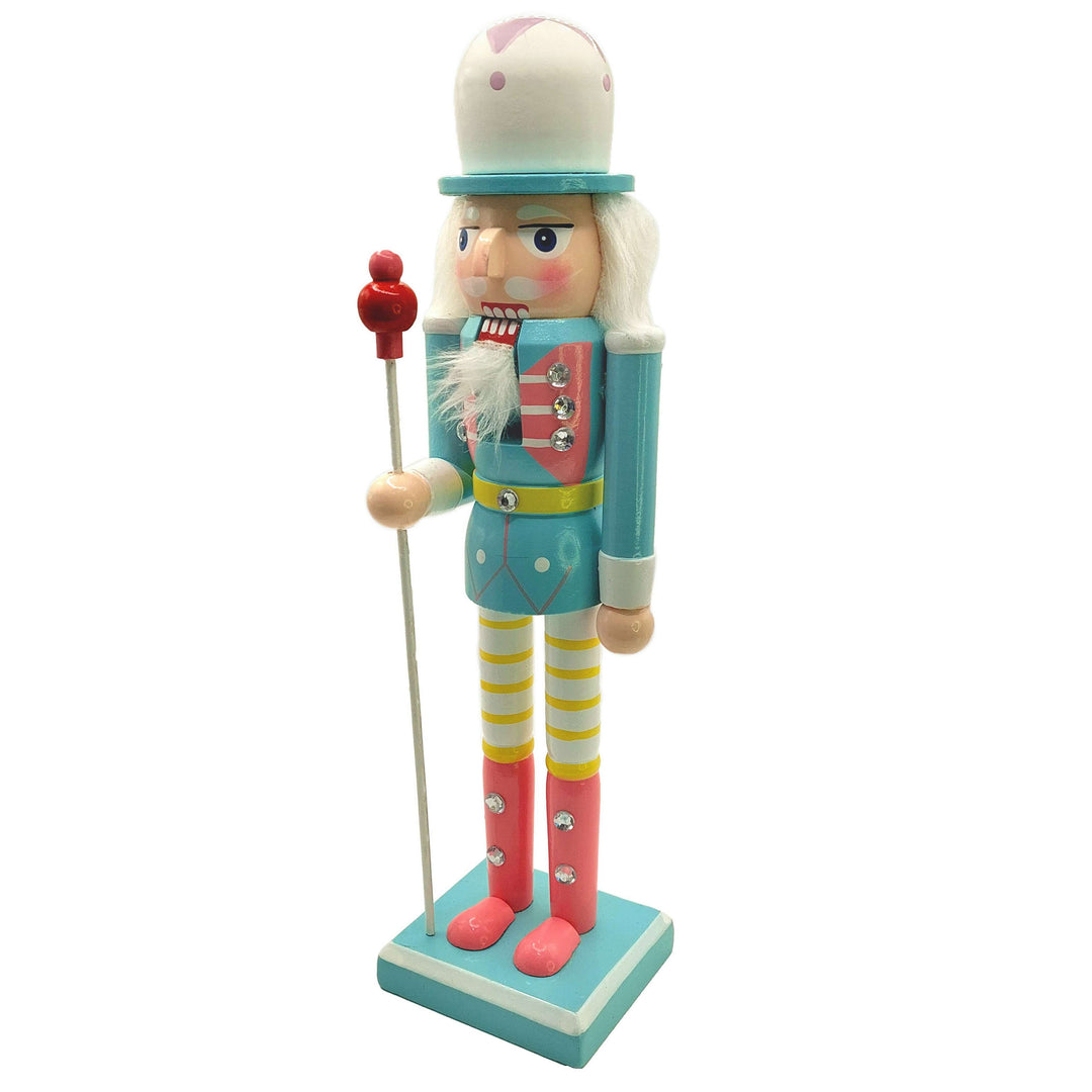 Christmas Nutcracker. Wizardi Classic Wooden Festive Decoration F07M14-30-N01703 green stand