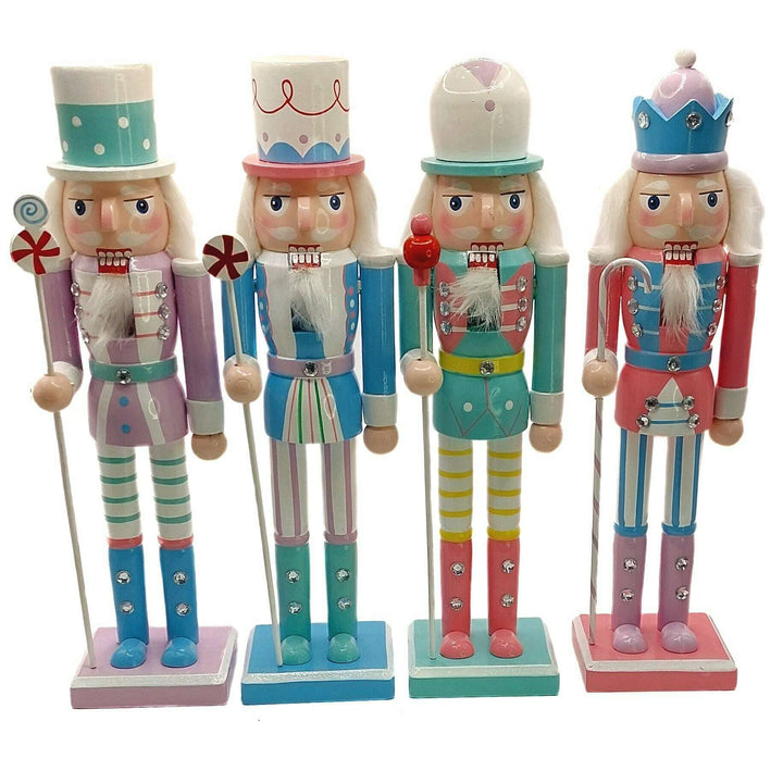 Christmas Nutcracker. Wizardi Classic Wooden Festive Decoration F07M14-30-N01703 green stand