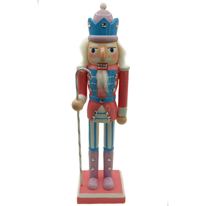 Christmas Nutcracker. Wizardi Classic Wooden Festive Decoration F07M14-30-N01703 pink stand