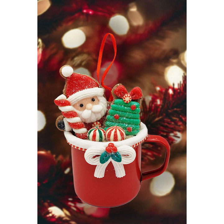 Christmas Ornament - Cup with Gingerbread Man. Wizardi Festive Decoration F07-N2-19-DAA101A