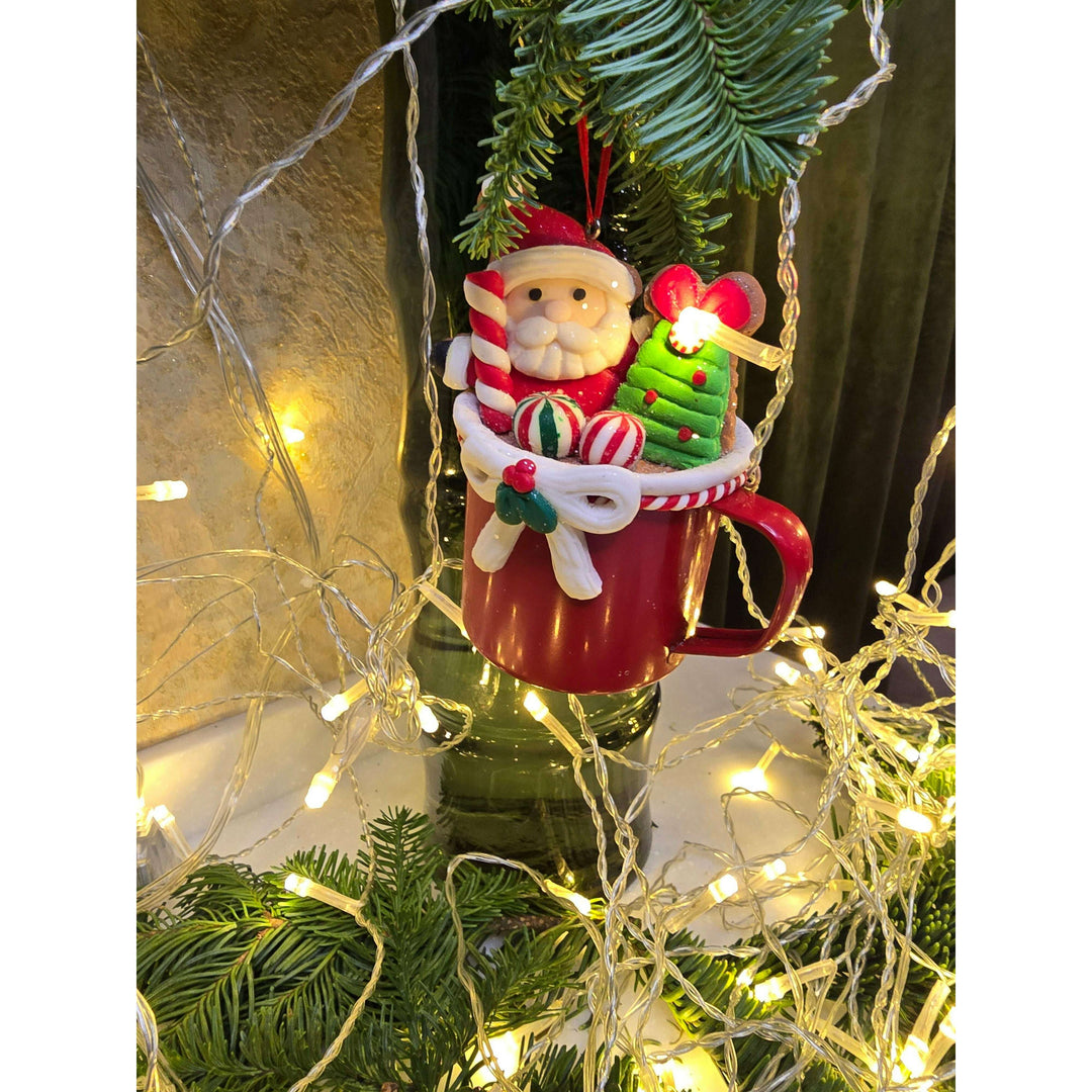 Christmas Ornament - Cup with Gingerbread Man. Wizardi Festive Decoration F07-N2-19-DAA101A