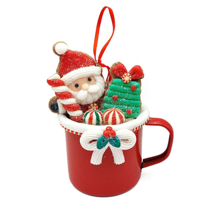 Christmas Ornament - Cup with Gingerbread Man. Wizardi Festive Decoration F07-N2-19-DAA101A