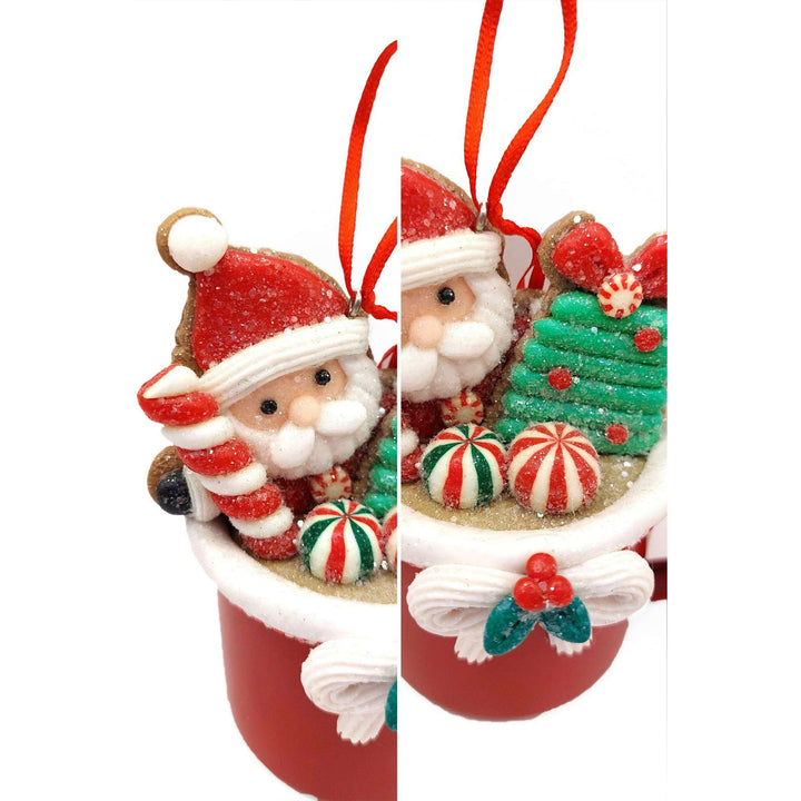 Christmas Ornament - Cup with Gingerbread Man. Wizardi Festive Decoration F07-N2-19-DAA101A