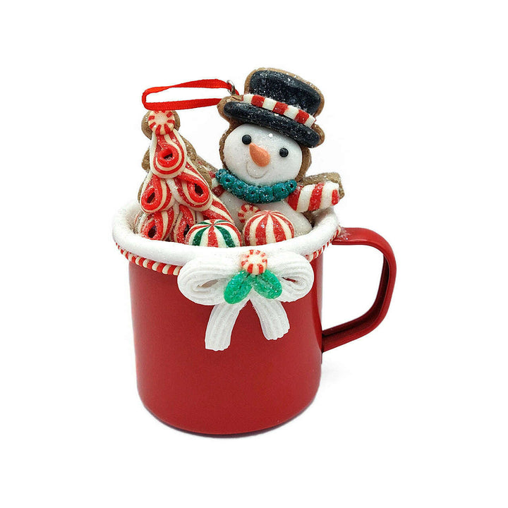 Christmas Ornament - Cup with Snowman. Wizardi Festive Decoration F07-N2-19-DAA101B