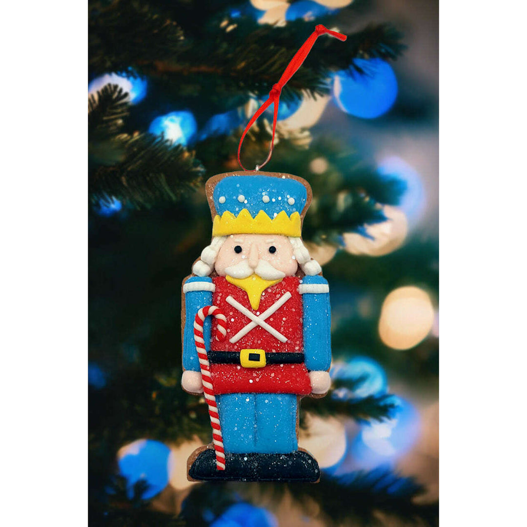 Christmas Ornament - Gingerbread Blue Soldier. Wizardi Festive Decoration F07-N2-4-A2584B