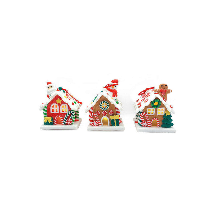 Christmas Ornament - Gingerbread Snow House with Gingerbread Man. Wizardi Festive Decoration F07-N2-18-EE403B