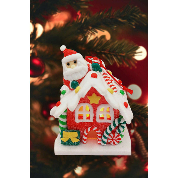 Christmas Ornament - Gingerbread Snow House with Santa. Wizardi Festive Decoration F07-N2-18-EE403A