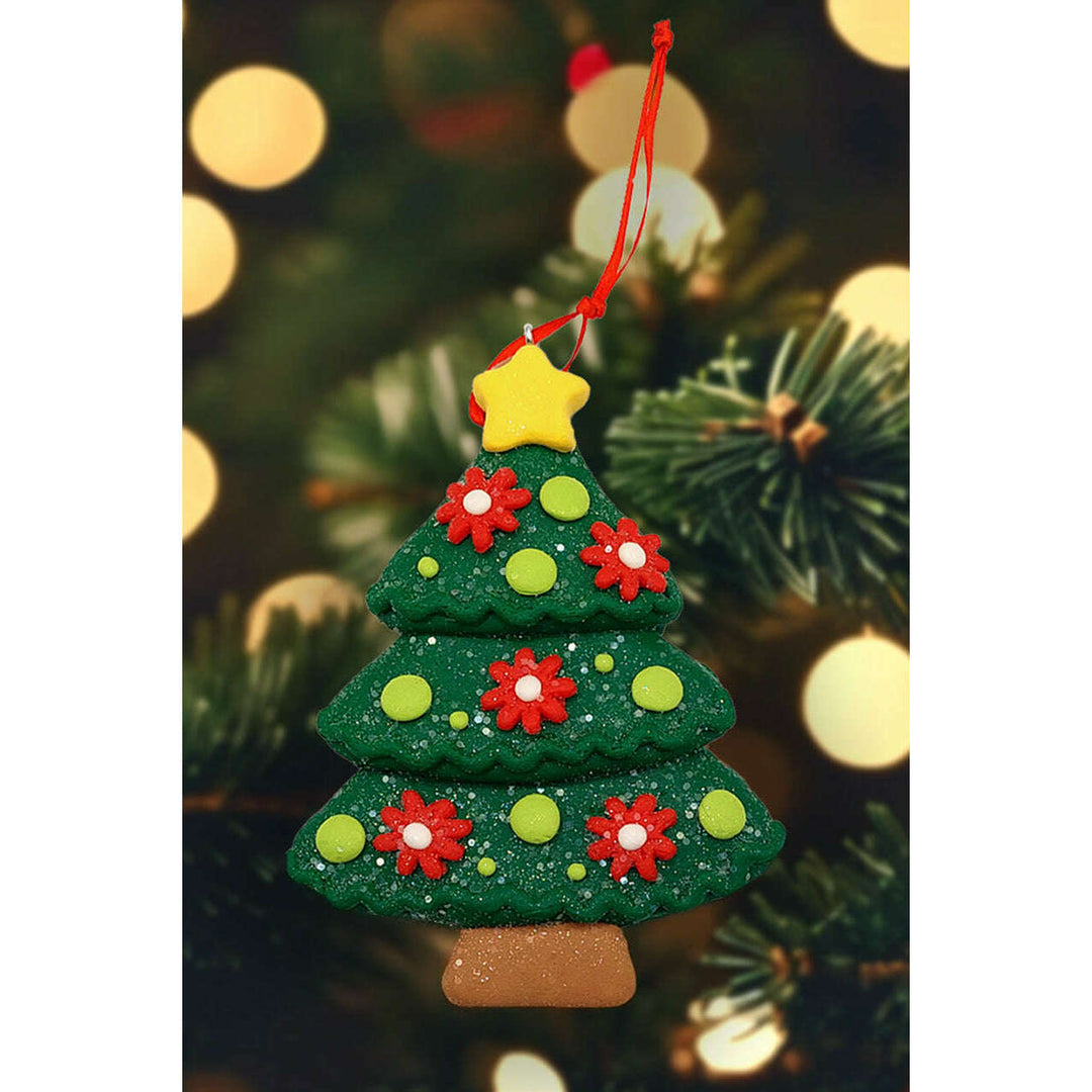 Christmas Ornament - Glossy Gingerbread Christmas Tree. Wizardi Festive Decoration F07-N2-6-A2585A