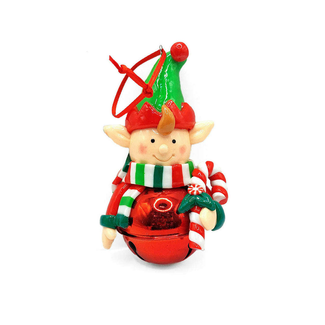 Christmas Ornament -  Glossy Gingerbread Elf with Candy Cane. Wizardi Festive Decoration F07-N2-17-E2506B
