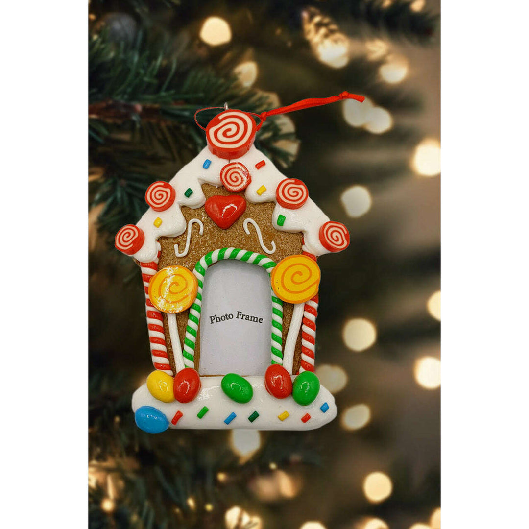 Christmas Ornament - Glossy Gingerbread Gingerbread House Frame. Wizardi Festive Decoration F07-N2-8-SEE200A