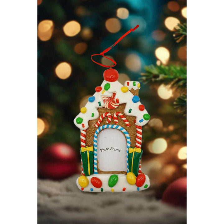 Christmas Ornament - Glossy Gingerbread Gingerbread House Frame. Wizardi Festive Decoration F07-N2-8-SEE200B