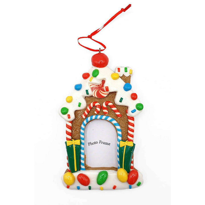Christmas Ornament - Glossy Gingerbread Gingerbread House Frame. Wizardi Festive Decoration F07-N2-8-SEE200B
