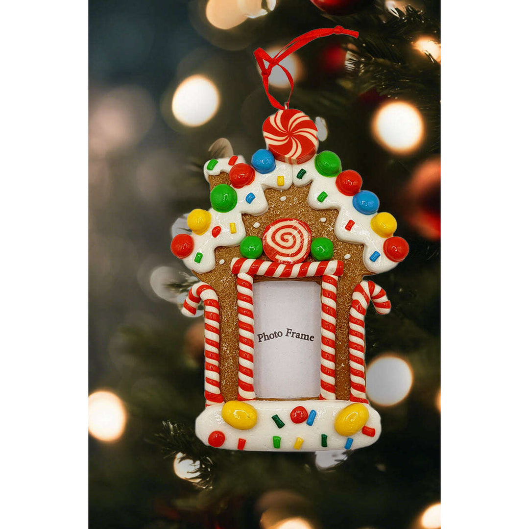 Christmas Ornament - Glossy Gingerbread Gingerbread House Frame. Wizardi Festive Decoration F07-N2-8-SEE200C
