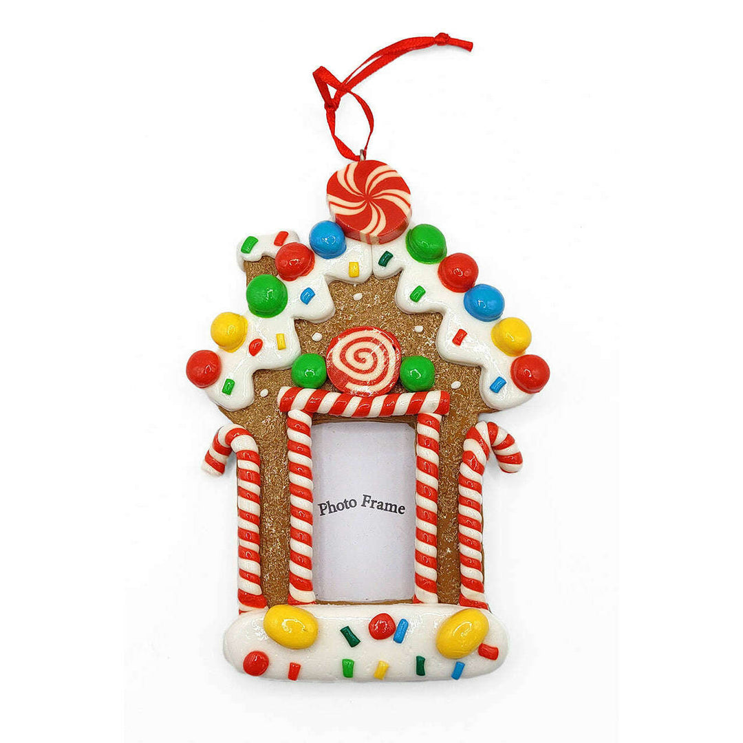 Christmas Ornament - Glossy Gingerbread Gingerbread House Frame. Wizardi Festive Decoration F07-N2-8-SEE200C