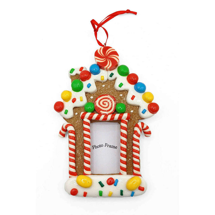 Christmas Ornament - Glossy Gingerbread Gingerbread House Frame. Wizardi Festive Decoration F07-N2-8-SEE200C