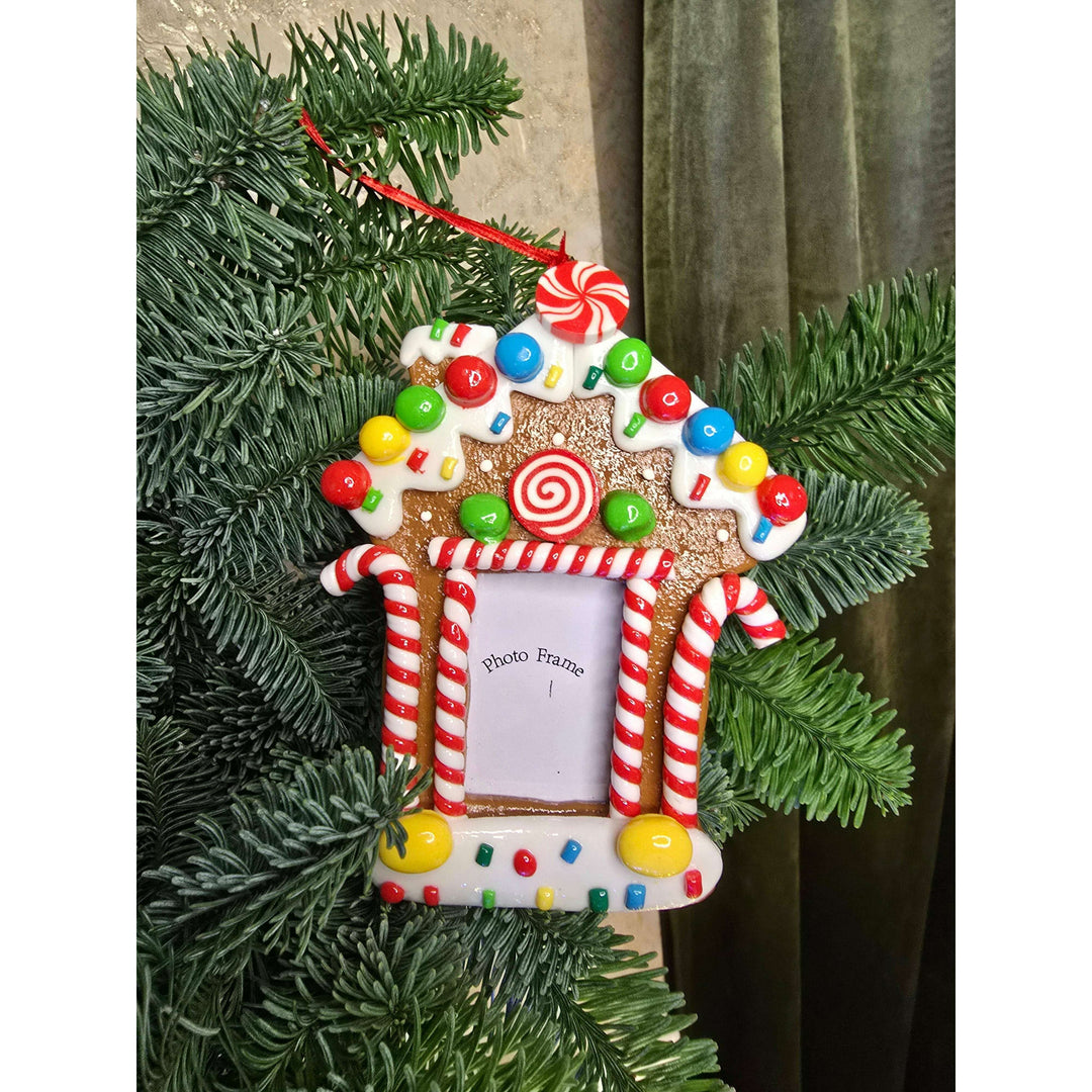 Christmas Ornament - Glossy Gingerbread Gingerbread House Frame. Wizardi Festive Decoration F07-N2-8-SEE200C