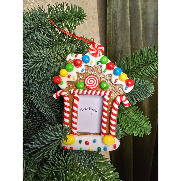 Christmas Ornament - Glossy Gingerbread Gingerbread House Frame. Wizardi Festive Decoration F07-N2-8-SEE200C