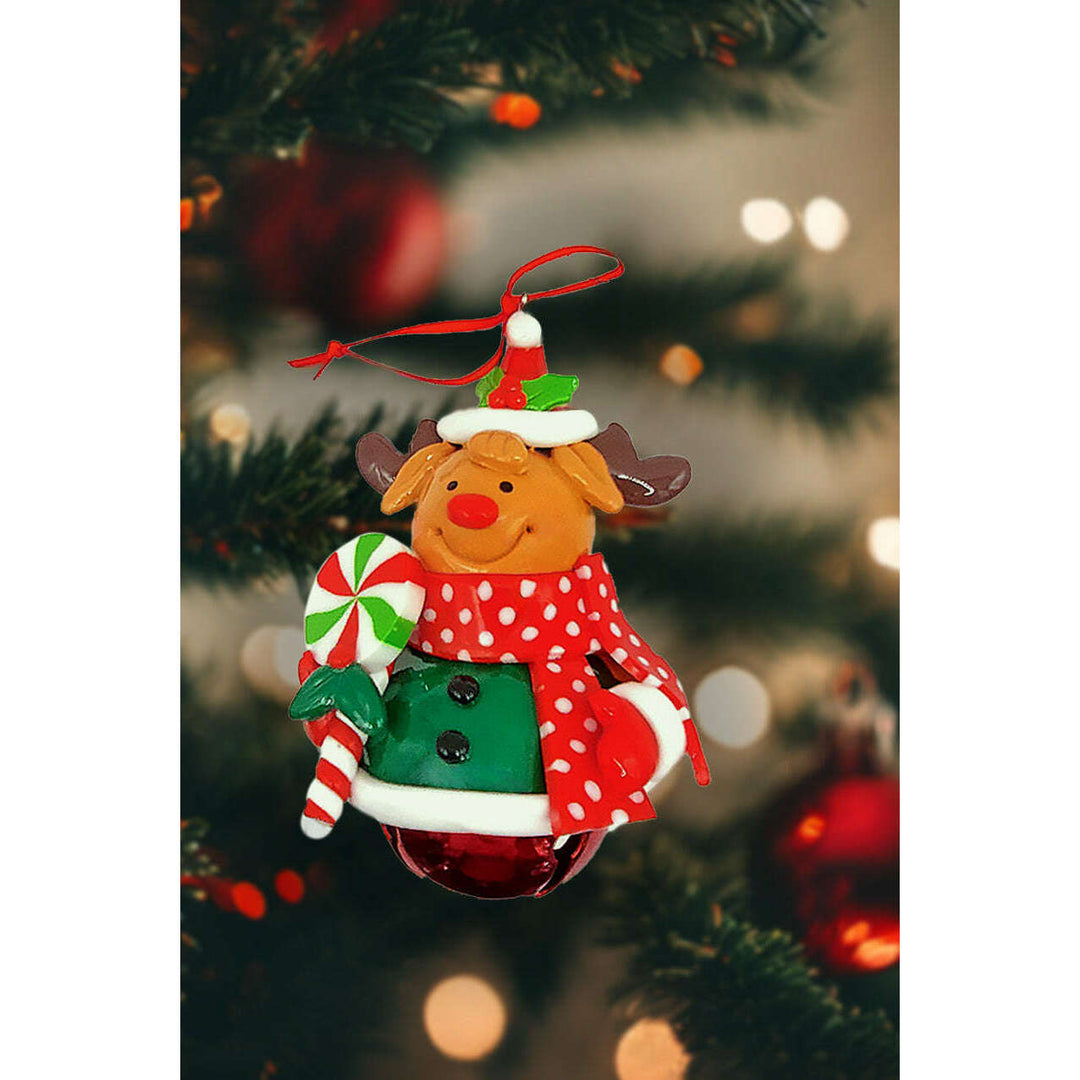 Christmas Ornament - Glossy Gingerbread Reindeer. Wizardi Festive Decoration F07-N2-14-E2504C