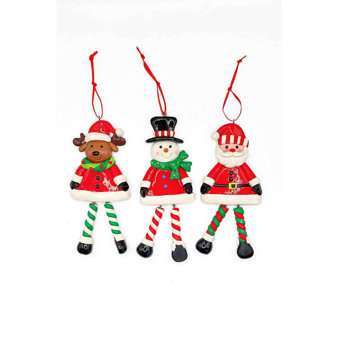 Christmas Ornament - Glossy Gingerbread Snowman with Dangling Legs. Wizardi Festive Decoration F07-N2-9-SAA202B