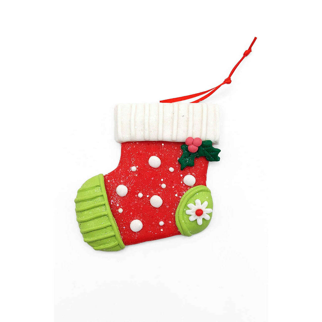 Christmas Ornament - Glossy Gingerbread Sock. Wizardi Festive Decoration F07-N2-6-A2585B