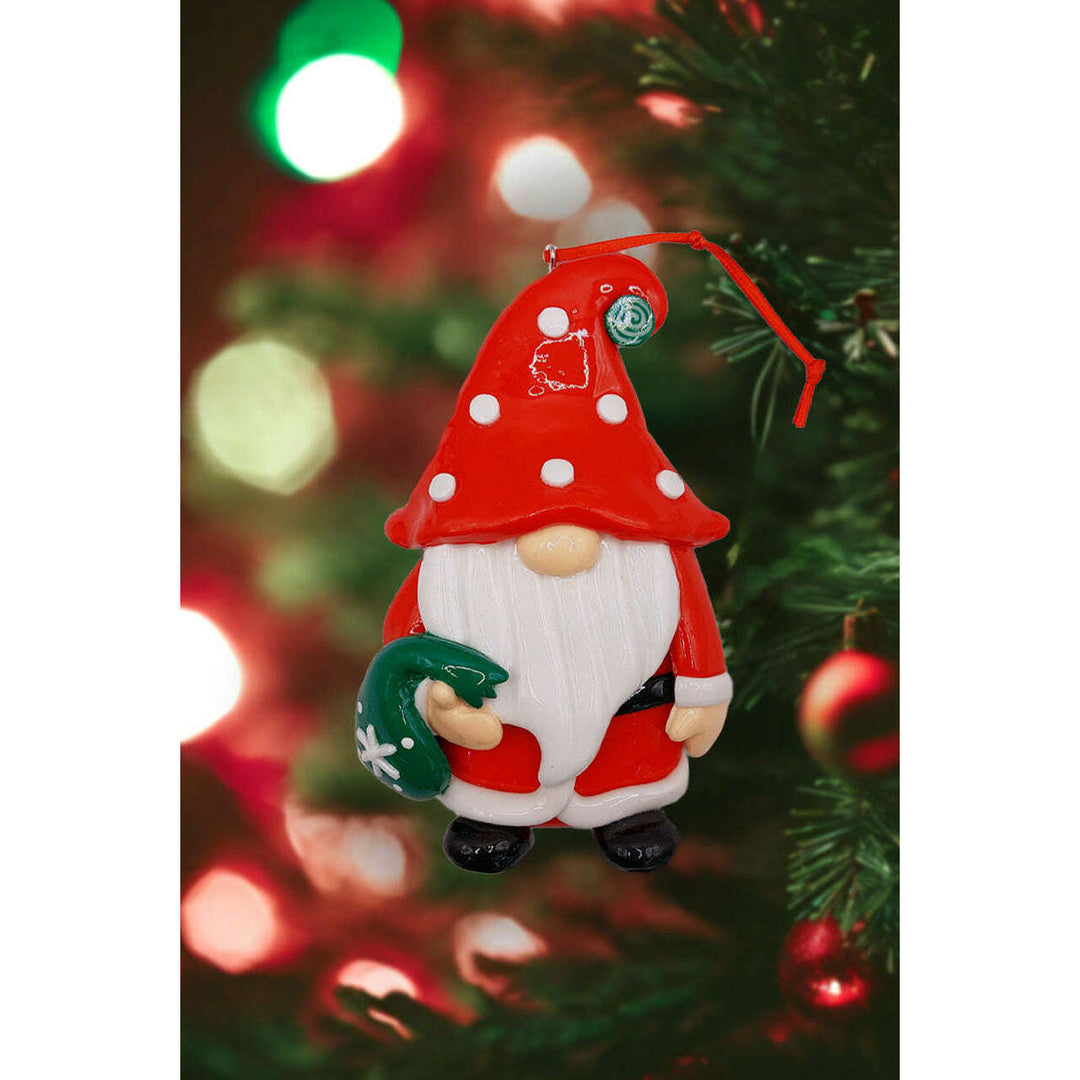 Christmas Ornament Glossy Gingerbread Santa with Bag. Wizardi Festive Decoration F07-N2-7-E2511B