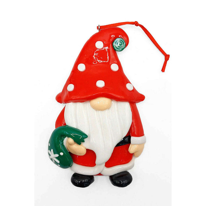 Christmas Ornament Glossy Gingerbread Santa with Bag. Wizardi Festive Decoration F07-N2-7-E2511B