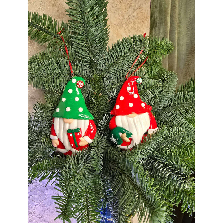 Christmas Ornament Glossy Gingerbread Santa with Bag. Wizardi Festive Decoration F07-N2-7-E2511B
