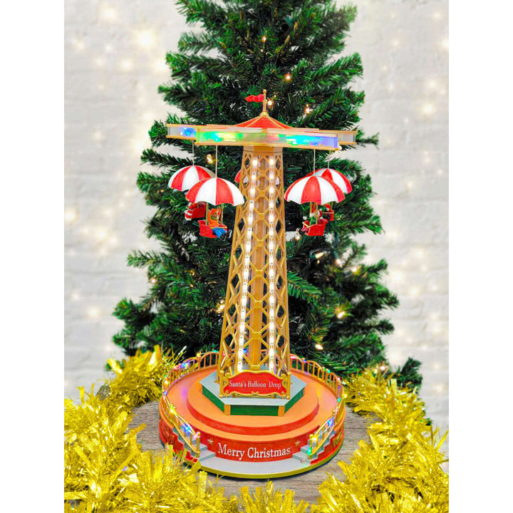 Christmas Parachute Tower. Animated Christmas Village F07M4-8-W201 Christmas Carousel