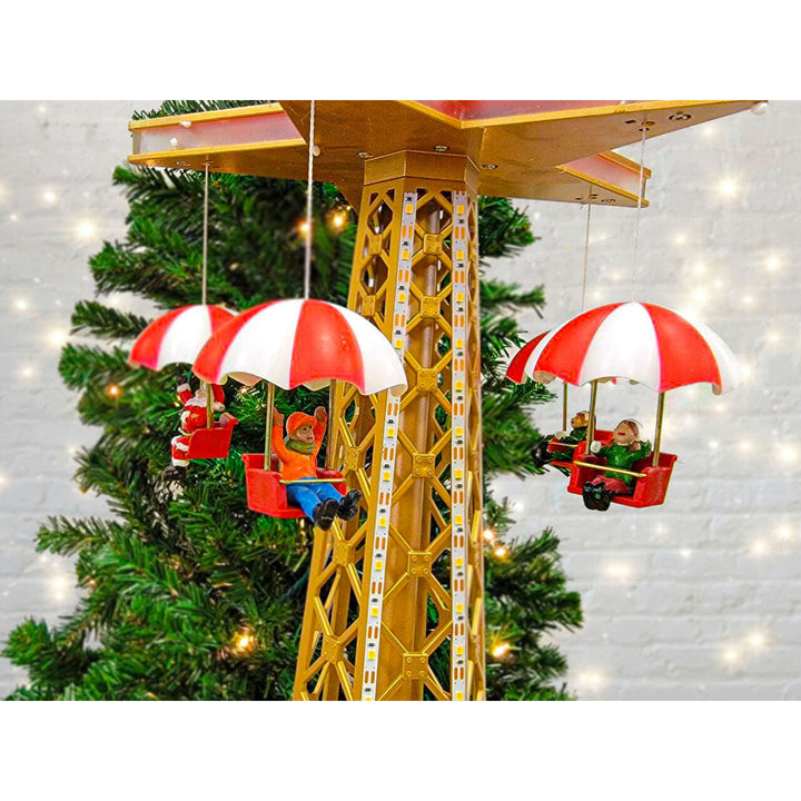 Christmas Parachute Tower. Animated Christmas Village F07M4-8-W201 Christmas Carousel