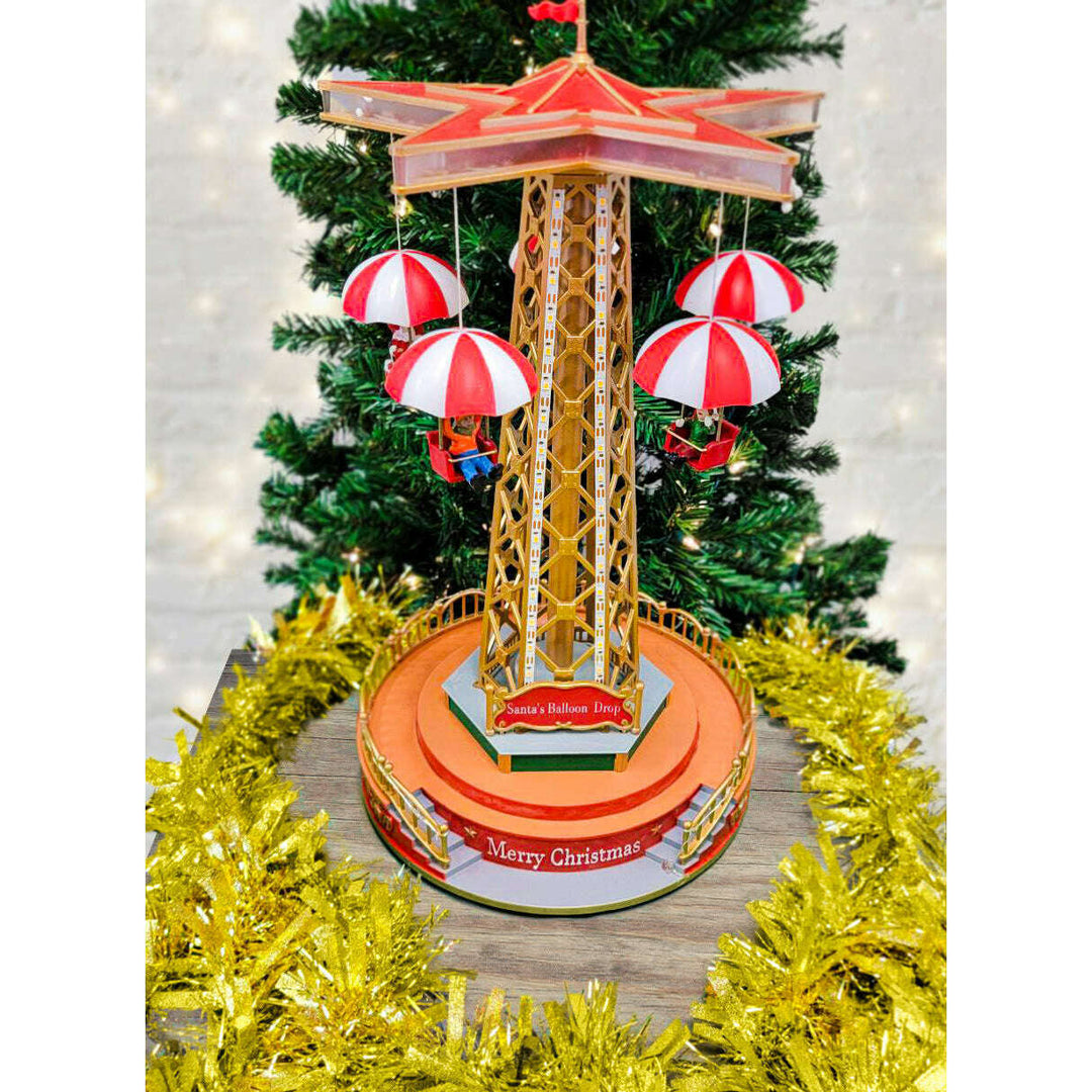 Christmas Parachute Tower. Animated Christmas Village F07M4-8-W201 Christmas Carousel