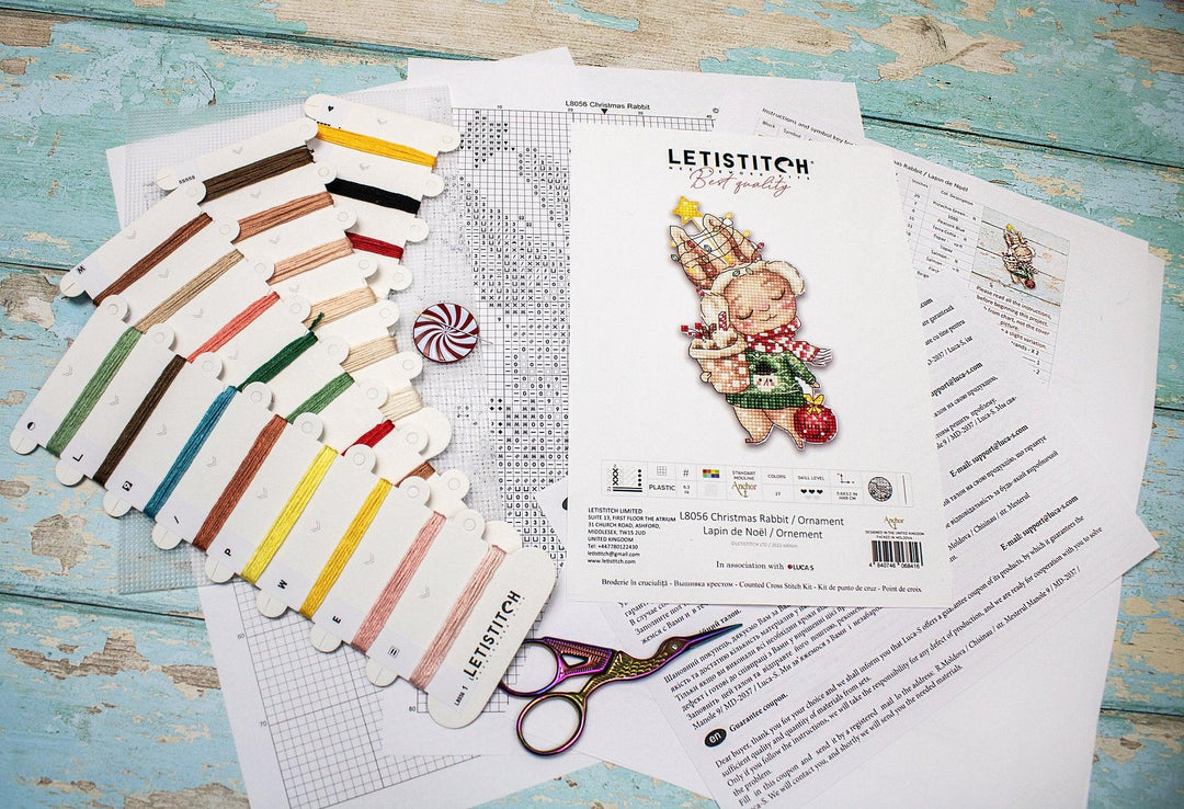 Christmas Rabbit/Ornament L8056 Counted Cross Stitch Kit