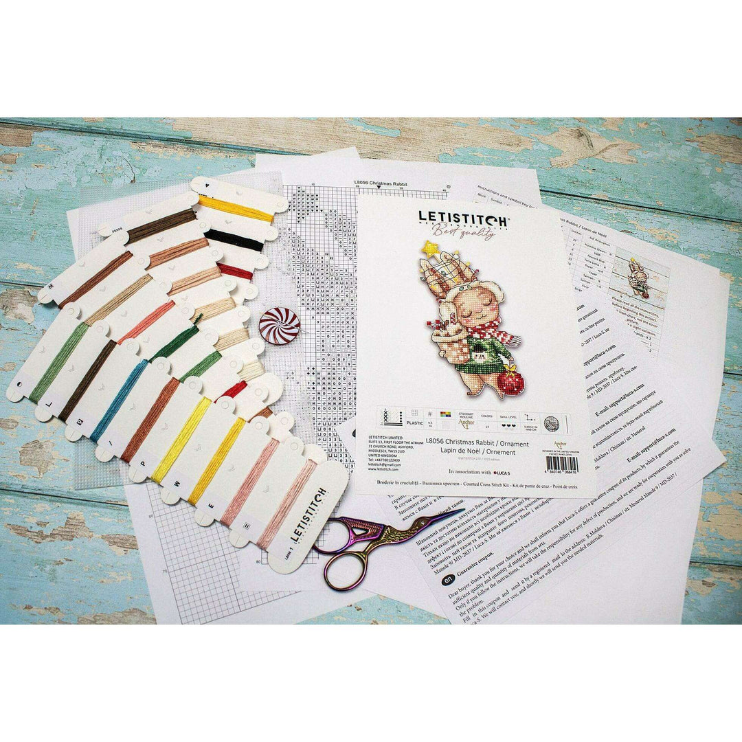 Christmas Rabbit/Ornament L8056 Counted Cross Stitch Kit