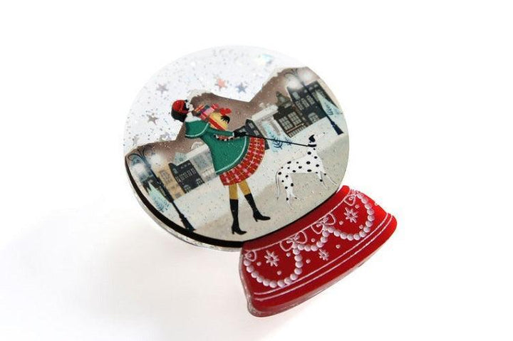 Christmas Shopping Snow Globe Brooch by Laliblue - Quirks!
