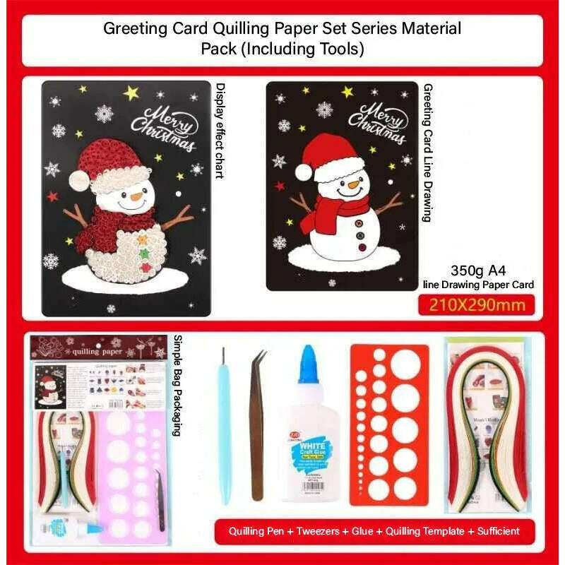 Christmas Snowman DIY Making Kit. Paper Quilling Set F07M3-6-Snowman